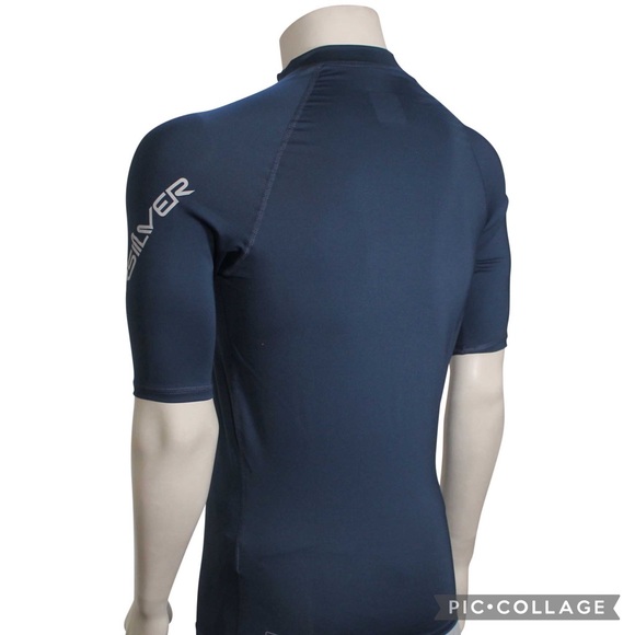 Quiksilver All Time Short Sleeve UPF 50 Rashguard: Insignia Blue - Medium - Picture 4 of 7
